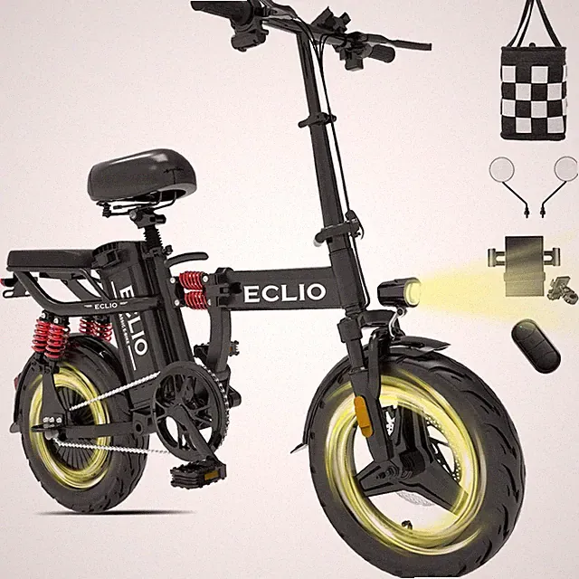 ECLIO 14" Folding Electric Bike Peak 800W 25MPH 48V 14Ah Ebikes Up to 55Miles