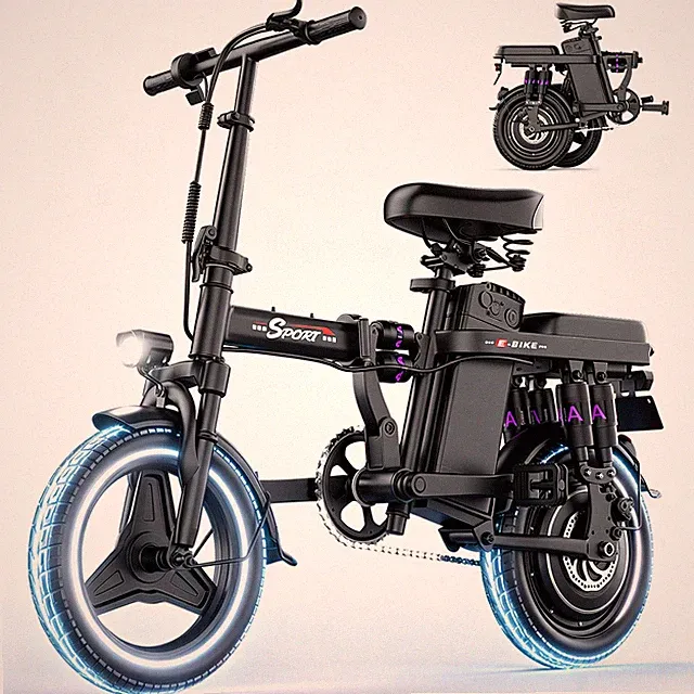 Electric Bike for Adults 1200W 48V 15AH 25MPH 45Miles 14" Folding Ebike Portable