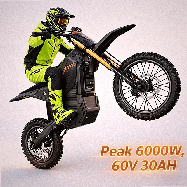 Electric Dirt Bike for Adult 6000W Peak 50 MPH 60V 30AH Off-road Mountain Ebike