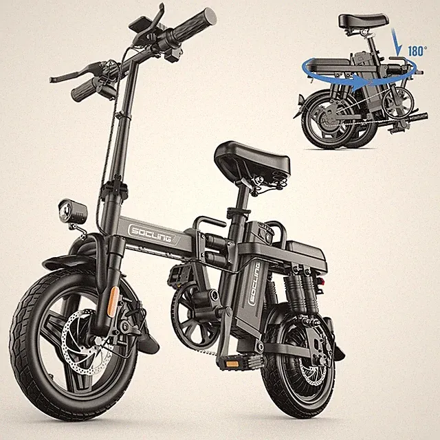 Foldable Ebike 14'' Adults Electric Bike, 500W Hub Motor 27MPH Commute Bicycle