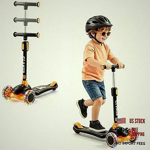 Kids Scooter, 3 Wheel Scooter for Kids Ages 3-12, Adjustable 1009-YellowBlack