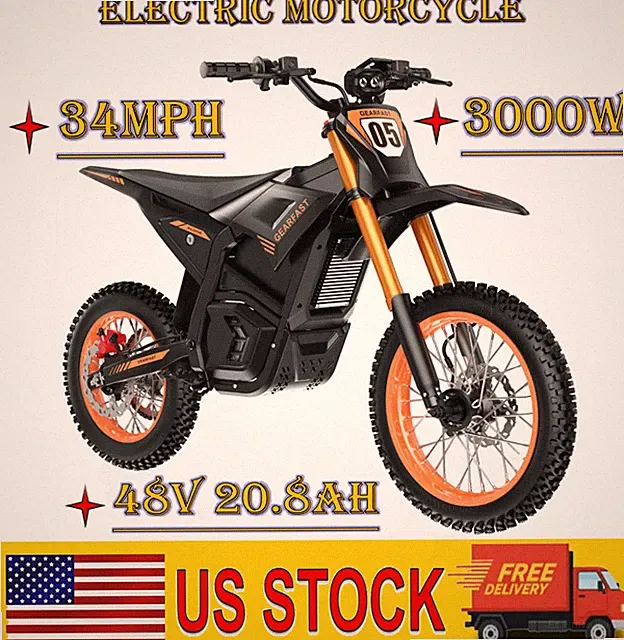 NEW Electric Bike 3000W Peak Electric Motorcycle 48V 20.8AH 34MPH E-MoutainBike