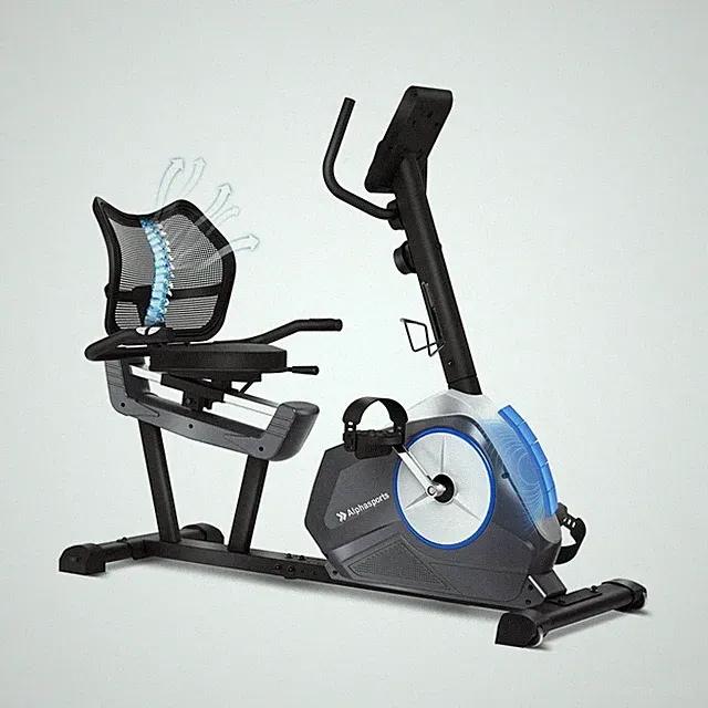 Recumbent Bike w/ APP, 16-Level Resistance, 400lb Cap, Adj Seat