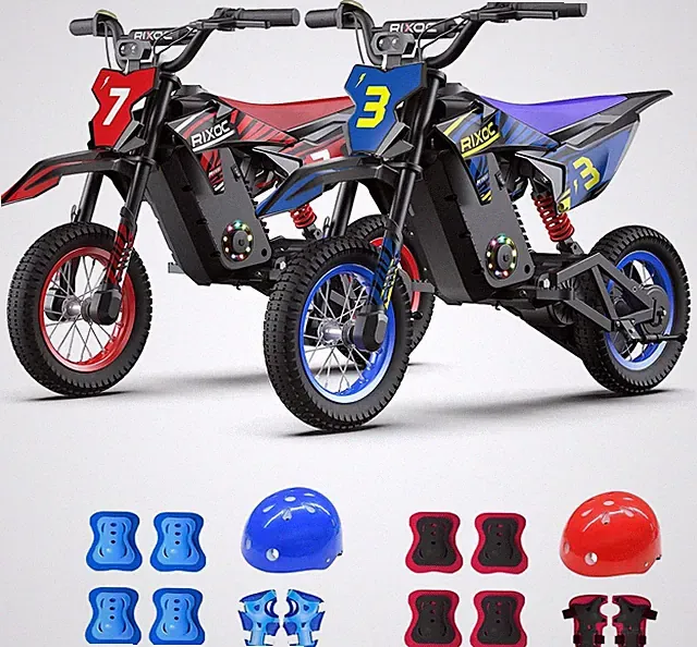 RIXOC DK12 Electric Dirt Bike for Kids 700W 15.5MPH 36V 5.2Ah Max 14Miles 2-Pack